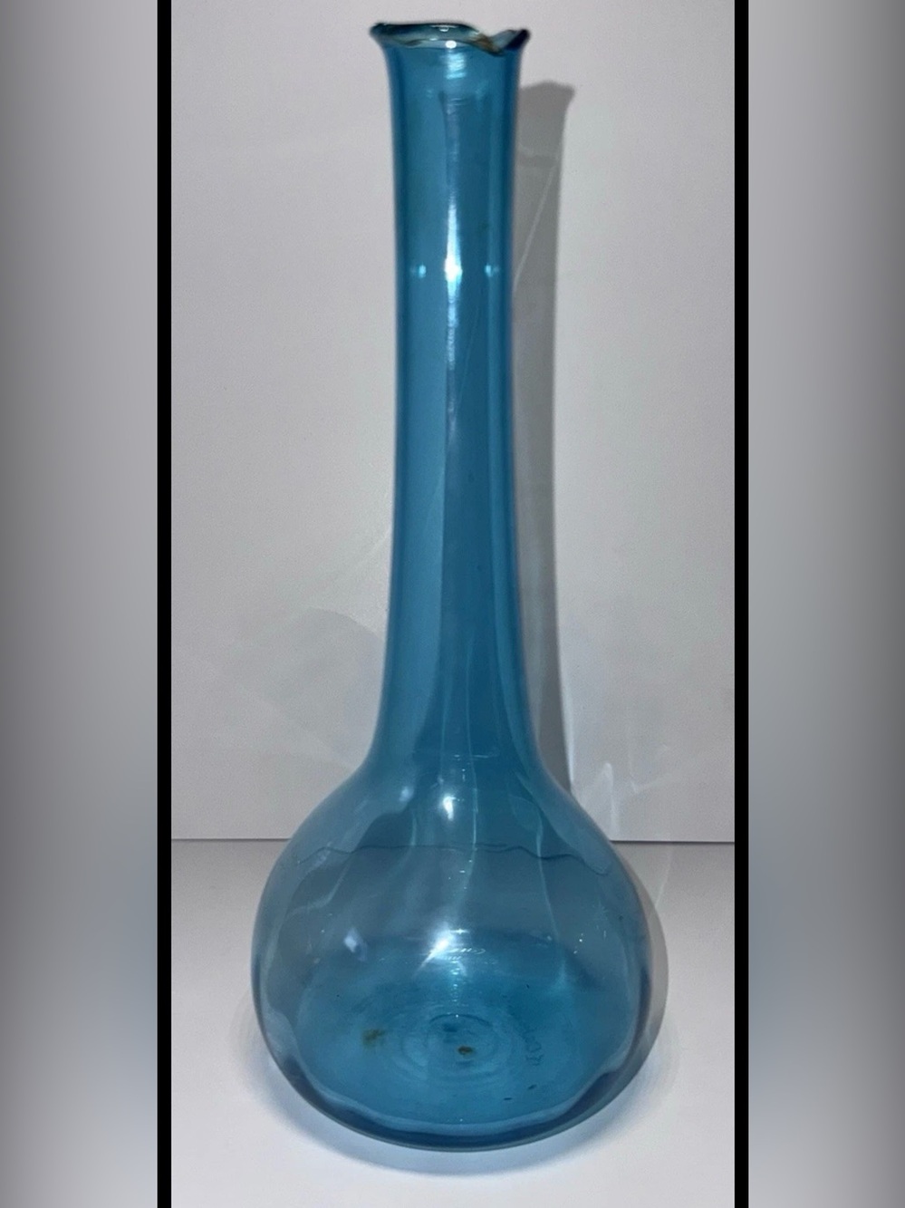 True Blue Art Glass Swung Glass Vase Signed 7” Vintage 1995 K Dahl Glass Vintage